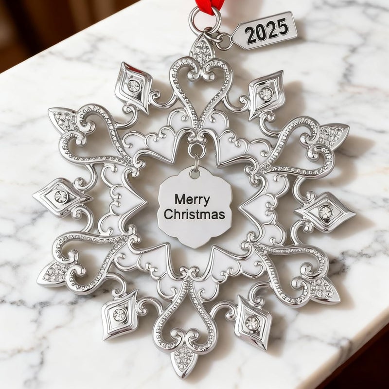 K-MLICE Christmas Tree Ornaments Snowflake Dated 2025, Metal Christmas Ornaments, Christmas Tree Decorations, Hanging Decoration, Angel Reindeer - Image 5